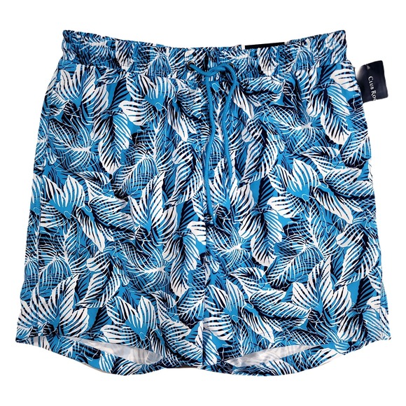 Club Room Other - Club Room Tropical Swim Shorts Mens Small‎ Navy Blue CBO Leaf 7" NEW
